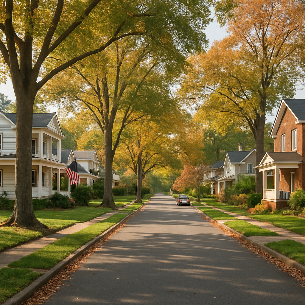 Charming residential neighborhood in Winston-Salem with tree-lined streets and homes